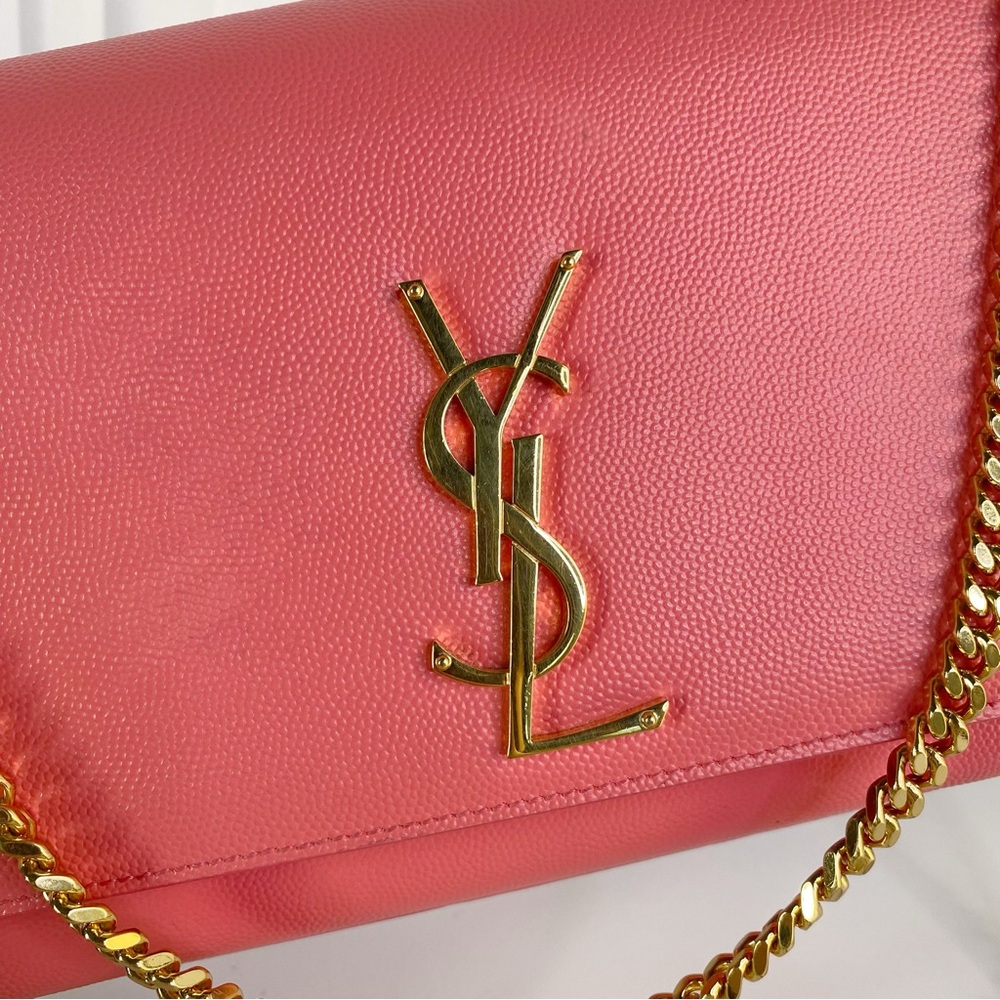 Yves SAINT LAURENT Kate Chain Shoulder Bag Pink Leather Goldtone - Picture 2 of 10